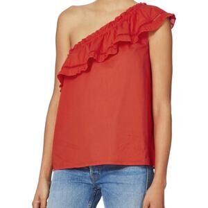 St. Roche One Shoulder Sally Eyelet Blouse Red Womens Size Medium